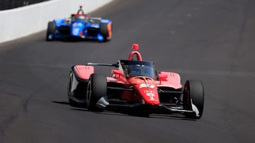 INDIANAPOLIS, INDIANA - MAY 24: Katherine Legge, driver of the #51 e.l.f. Cosmetics, drives during practice at Carb Day at Indianapolis Motor Speedway on May 24, 2024 in Indianapolis, Indiana.   Justin Casterline/Getty Images/AFP (Photo by Justin Casterline / GETTY IMAGES NORTH AMERICA / Getty Images via AFP)