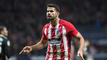 Diego Costa celebra su gol al Sevilla. Lleva tres en esta nueva etapa en el Atl&eacute;tico.