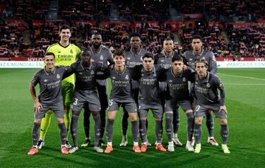 Once inicial del Real Madrid. Thibaut Courtois, Antonio Rüdiger, Aurelien Tchouameni, Kylian Mbappé, Jude Bellingham, Lucas Vázquez, Ferland Mendy, Arda Güler, Brahim Díaz, Federico Valverde y Luka Modric.