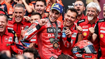Marc Márquez celebra su victoria en el esprint de Brno con Ducati.