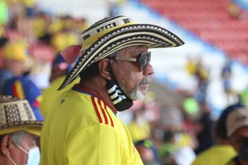 Los hinchas de la Selección Colombia acompañan al equipo en su partido ante Ecuador por las Eliminatorias Sudamericanas en el Metropolitano.