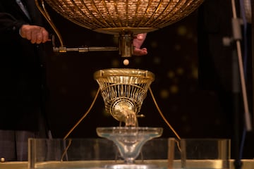 A ball drops during the draw of Spain's Christmas lottery named 'El Gordo' (Fat One) at the Teatro Real on December 22, in Madrid, Spain.