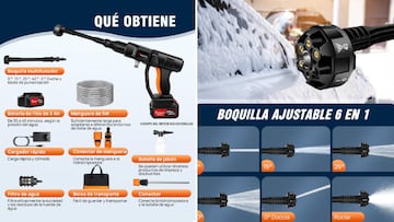 Pistola hidrolimpiadora sin cable que cuenta con gran variedad de accesorios est disponible en Amazon.