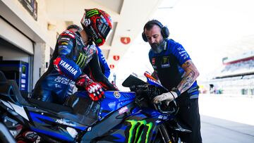Quartararo saliendo del box de Yamaha durante el GP de Las Américas en Austin.