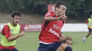 <b>BUEN TRABAJO. </b>David Barral sobresalió en el entrenamiento de ayer en las instalaciones de Mareo.