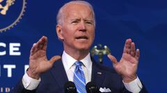 WILMINGTON, DELAWARE - JANUARY 14: U.S. President-elect Joe Biden speaks as he lays out his plan for combating the coronavirus and jump-starting the nation&acirc;&euro;&trade;s economy at the Queen theater January 14, 2021 in Wilmington, Delaware. Preside