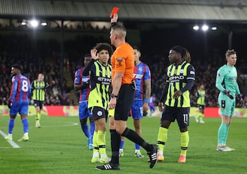 Rico Lewis was sent off after scoring the 2-2 goal in the game.