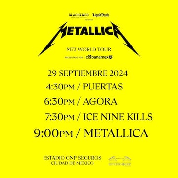 ¿A qué hora comenzará el concierto Metallica en CDMX? | 29 de septiembre