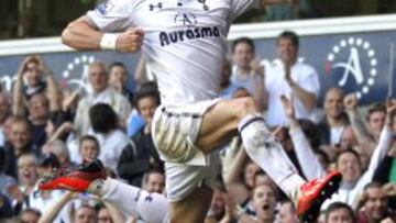 Bale celebra su &uacute;ltimo gol de la temporada en White Hart Lane ante el Sunderland.