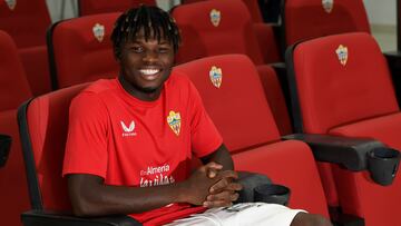 El Bilal Touré, jugador de la UD Almería durante el entrenamiento de hoy