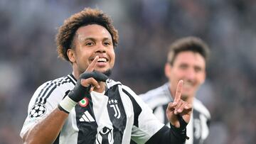 Turin (Italy), 17/09/2024.- Juventus' Weston McKennie celebrates after scoring the 2-0 goal during the UEFA Champions League soccer match between Juventus FC and PSV Eindhoven, in Turin, Italy, 17 September 2024. (Liga de Campeones, Italia) EFE/EPA/ALESSANDRO DI MARCO