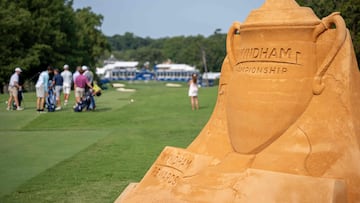 Detail of the 18 tee box during the pro-am prior to the Wyndham Championship at Sedgefield Country Club