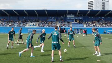 El Espanyol, durante un entrenamiento.