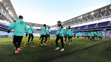 El Espanyol, entrenándose en el RCDE Stadium de Cornellà.