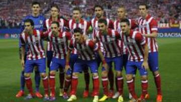 El once del Atlético ante el Barcelona en Champions hace dos temporadas.