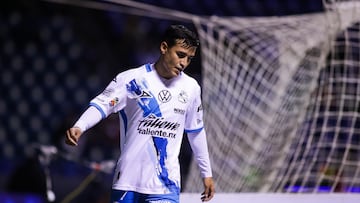 Fernando Monarrez of Puebla during the 5th round match between Puebla and Atletico de San Luis as part of the Liga BBVA MX, Torneo Apertura 2025 at Cuauhtemoc Stadium, on August 15, 2025 in Puebla Mexico.