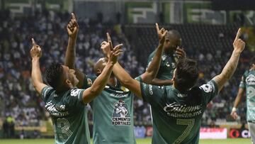 Angel Mena celebrates his goal 1-0 of Leon during the game Leon vs Puebla, corresponding to the Quarterfinals second leg match of the Torneo Apertura Grita Mexico A21 of the Liga BBVA MX, at Nou Camp Stadium, on November 28, 2021.
<br><