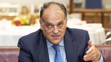 Tebas: "El objetivo que haya partido en Estados Unidos si no es este año, el que viene"