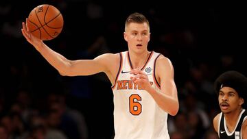 Kristaps Porzingis, durante un partido con New York Knicks.