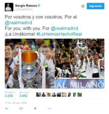 La celebración de los jugadores del Real Madrid en las redes sociales