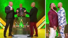 Brock Lesnar y Ca&iacute;n Vel&aacute;squez y Braun Strowman y Tyson Fury, en la presentaci&oacute;n de sus combates.