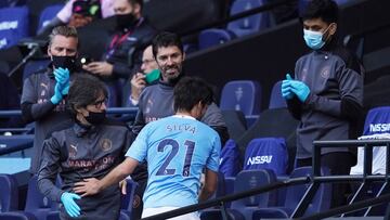 Silva, en un partido del City.