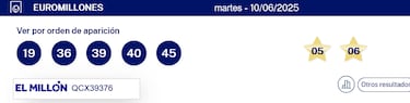 Euromillones: comprobar los resultados del sorteo de hoy, martes 10 de junio