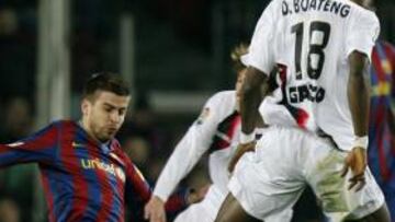 <b>EL MOMENTO. </b>Gerard Piqué entró con dureza a Rafa.