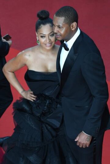 Carmelo Anthony y La La Anthony en la premier de "Loving".