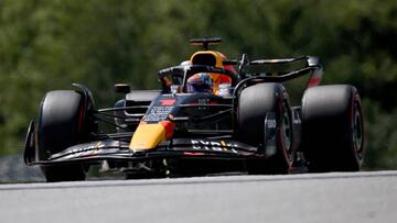 Red Bull Racing's Dutch driver Max Verstappen drives during the first practice session at the Red Bull Ring race track in Spielberg, Austria, on July 8, 2022, ahead of the Formula One Austrian Grand Prix. (Photo by Joe Klamar / AFP) (Photo by JOE KLAMAR/AFP via Getty Images)