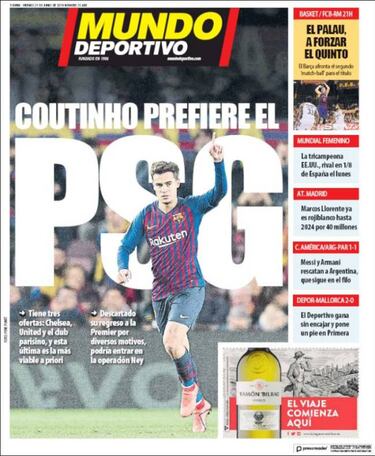 'Coutinho key to Neymar transfer' - Catalan press review