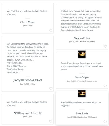 George Floyd Obituary: how to sign the guestbook