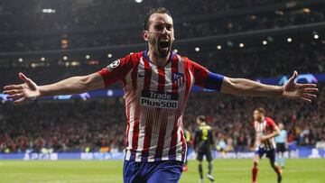 Godín celebra el 2-0 en el Atlético-Juventus.