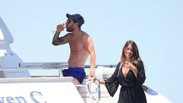 Soccerplayer Lionel Messi and his wife Antonella Roccuzzo with sons Thiago and Mateo on holidays in Ibiza, on Tuesday 12nd July, 2016.
 Non_exclusive