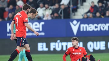 Aimar Oroz en el momento que sufrió la lesión.