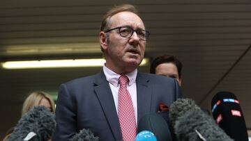 Actor Kevin Spacey speaks with the media outside Southwark Crown Court, after he was found not guilty on charges related to allegations of sexual offenses, in London, Britain, July 26, 2023. REUTERS/Susannah Ireland?