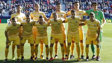 El once del Girona contra el Levante.