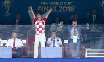 Kolinda Grabar-Kitarovic,  durante la final del Mundial de 2018.