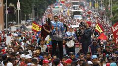 President Nicolás Maduro waves to the crowd during a rally launching the official presidential campaign season, in Caracas, Venezuela, Thursday, July 4, 2024. Venezuelans head to the polls on July 28 in which Maduro is seeking a third term. (AP Photo/Cristian Hernandez)