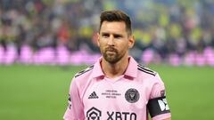 NASHVILLE, TENNESSEE - AUGUST 19: Lionel Messi #10 of Inter Miami looks on prior to Leagues Cup 2023 final match between Inter Miami CF and Nashville SC at GEODIS Park on August 19, 2023 in Nashville, Tennessee.   Kevin C. Cox/Getty Images/AFP (Photo by Kevin C. Cox / GETTY IMAGES NORTH AMERICA / Getty Images via AFP)