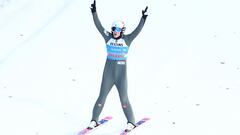 Ski Jumping - Four Hills Tournament - Garmisch-Partenkirchen, Germany - January 1, 2023 Norway's Halvor Egner Granerud reacts after the men's HS142 REUTERS/Lisi Niesner