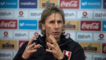 The coach of the Peruvian national football team, Argentine Ricardo Gareca, speaks during an interview with AFP at the team's headquarters in Lima, on July 24, 2019. (Photo by ERNESTO BENAVIDES / AFP)