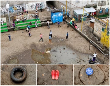 En los suburbios de Nairobi se divierten con el fúbtol.