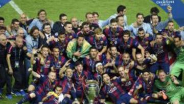 El FC Barcelona celebrando su quinta Champions