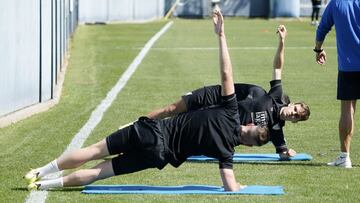 Febas, durante un entrenamiento en el Anexo de La Rosaleda.