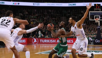 Keenan Evans, #2 of Zalgiris Kaunas in action during the 2022-23 Turkish Airlines EuroLeague Regular Season Round 14 game between Zalgiris Kaunas and Real Madrid at Zalgirio Arena on December 15, 2022 in Kaunas, Lithuania.