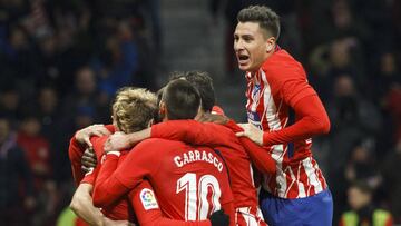 Los jugadores del Atlético celebran un gol.