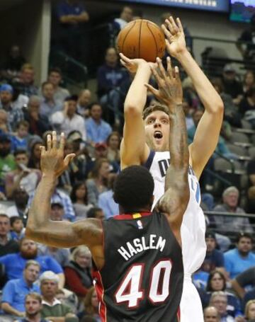 Nowitzki-Haslem, un duelo ya clásico en los partidos entre dos equipos que se han enfrentado dos veces en la final de la NBA.