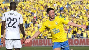 Javi Muñoz, canterano del Madrid, en la filas de Las Palmas, marcó el curso pasado contra el equipo blanco.