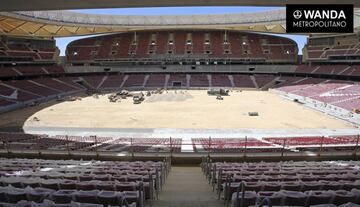 Las butacas de la zona VIP del Wanda Metropolitano están, aún, en proceso.